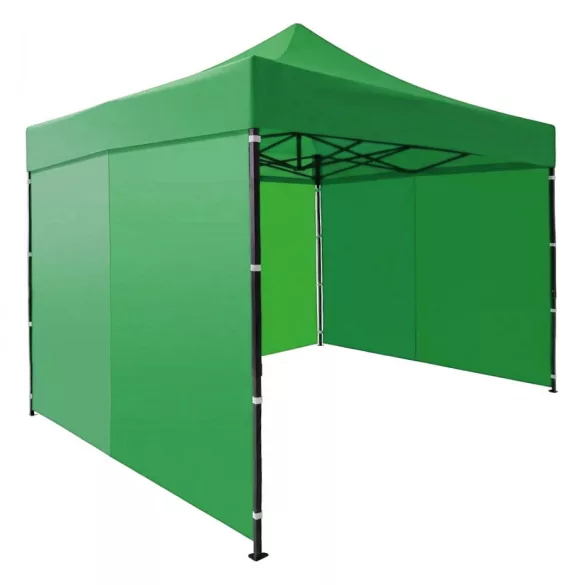 Kerti pavilon, MultiGarden PAW-FGA-3X3-9, zöld, 3 x 3 m, 4 oldalfallal, fém vázzal, UV-álló és esőálló 210D PE ponyva, 3,13 m állítható magassággal, hordtáskával
