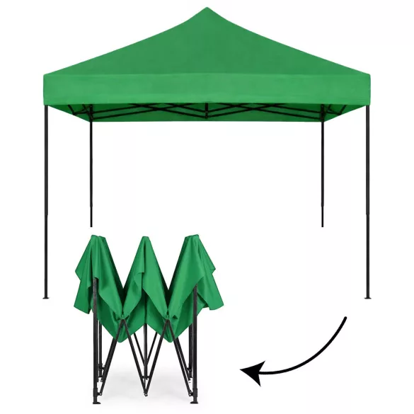 Kerti pavilon, MultiGarden PAW-FGA-3X3-9, zöld, 3 x 3 m, 4 oldalfallal, fém vázzal, UV-álló és esőálló 210D PE ponyva, 3,13 m állítható magassággal, hordtáskával