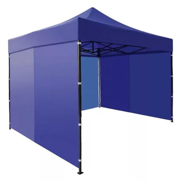 Kerti pavilon, MultiGarden PAW-FGA-3X3-8, kék, 3 x 3 m, 4 oldalfallal, fém vázzal, UV-álló és esőálló 210D PE ponyva, 3,13 m állítható magassággal, hordtáskával