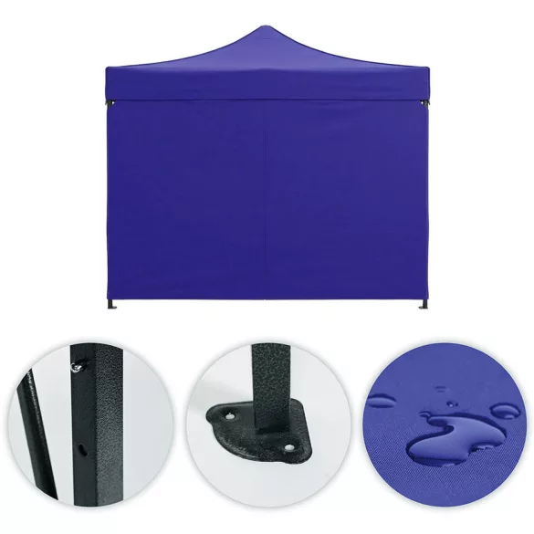 Kerti pavilon, MultiGarden PAW-FGA-3X3-8, kék, 3 x 3 m, 4 oldalfallal, fém vázzal, UV-álló és esőálló 210D PE ponyva, 3,13 m állítható magassággal, hordtáskával