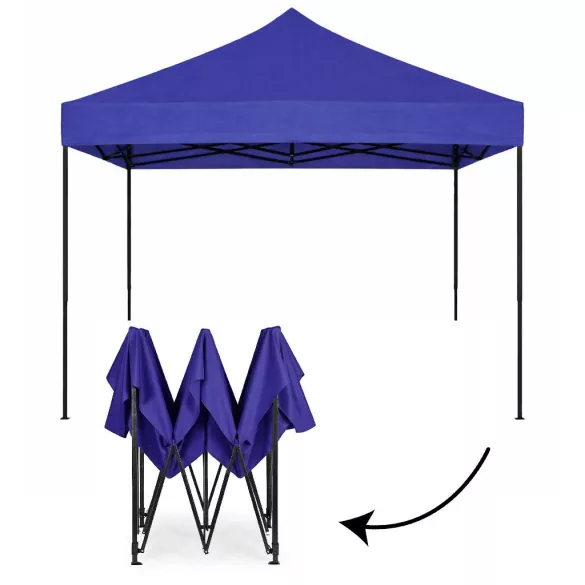 Kerti pavilon, MultiGarden PAW-FGA-3X3-8, kék, 3 x 3 m, 4 oldalfallal, fém vázzal, UV-álló és esőálló 210D PE ponyva, 3,13 m állítható magassággal, hordtáskával