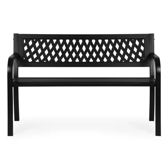 Kerti pad, MultiGarden WYI-XG201, fekete, 120 x 50 x 75,5 cm, porfestett acél, háttámlával, időjárásálló, teherbírás: 260 kg