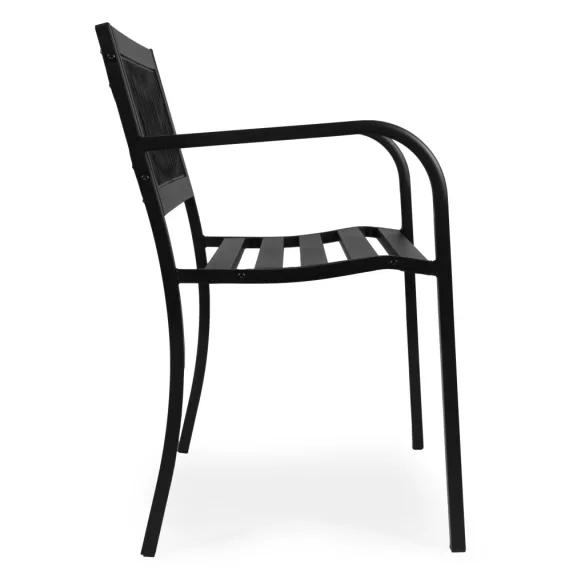 Kerti pad, MultiGarden WYI-XG201, fekete, 120 x 50 x 75,5 cm, porfestett acél, háttámlával, időjárásálló, teherbírás: 260 kg