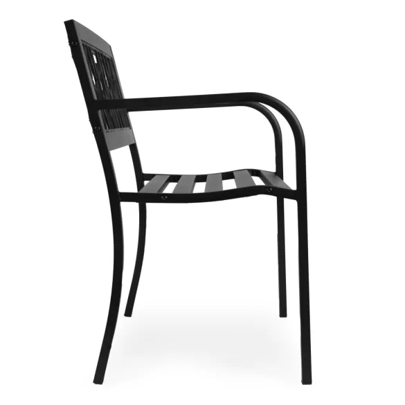 Kerti pad, MultiGarden WYI-XG279, fekete, 120 x 50 x75,5 cm, porfestett acél, háttámlával, virágmintás motívumokkal, teherbírás: 260 kg