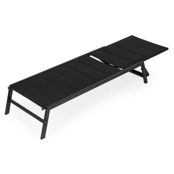 Napozóágy, MultiGarden ESO-LC191-1, fekete, 157 x 97 x 60,5 cm, fémvázas kialakítás, textilén háló, 4 állítható pozícióval, fekvő helyzetbe dönthető, teherbírás: 120 kg