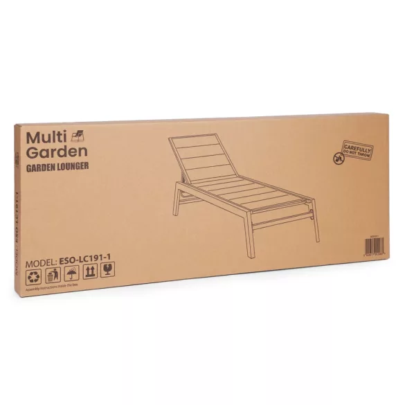 Napozóágy, MultiGarden ESO-LC191-1, fekete, 157 x 97 x 60,5 cm, fémvázas kialakítás, textilén háló, 4 állítható pozícióval, fekvő helyzetbe dönthető, teherbírás: 120 kg