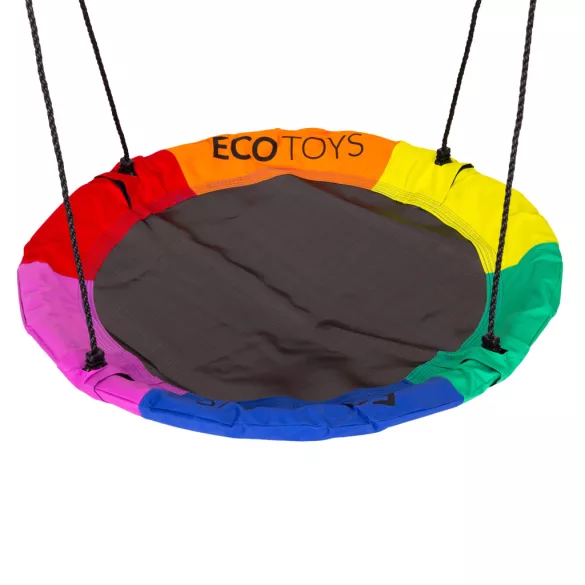 Gyerek fészekhinta állvánnyal, ECOTOYS JSP-SWD, 4 az 1-ben játszószett, 244 x 168 x 216 cm, fészekhinta 100 cm, laphinta, kosárgyűrű, pumpa és 2 labda, teherbírás: 140 kg