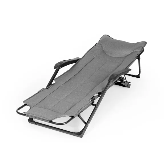Napozóágy, MultiGarden SMI-LC50-4, szürke, 180 x 63 cm, összecsukható, állítható pozícióval, fémvázas kialakítás, teherbírás: 150 kg