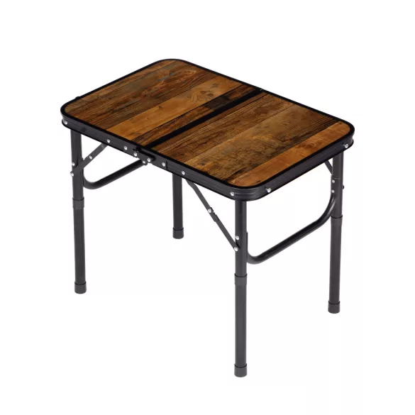 Kerti asztal, MultiGarden SMI-CT604-16, barna, 60 x 40 cm, összecsukható, magasság: 49 cm, MDF lap, bőrönddé hajtható, alumínium váz, csúszásgátló láb, teherbírás: 10 kg