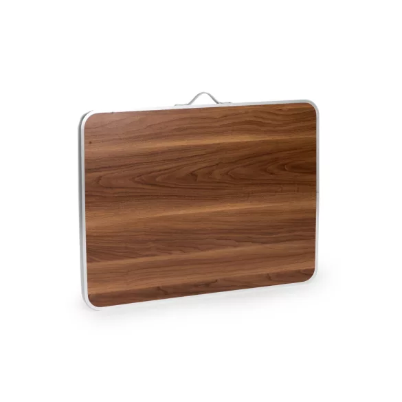 Kerti asztal, MultiGarden SMI-CT806-16, barna, 120 x 60 cm, barna, összecsukható, bőrönddé hajtható, 2 polccal, acél váz, MDF asztallap, teherbírás: 10 kg