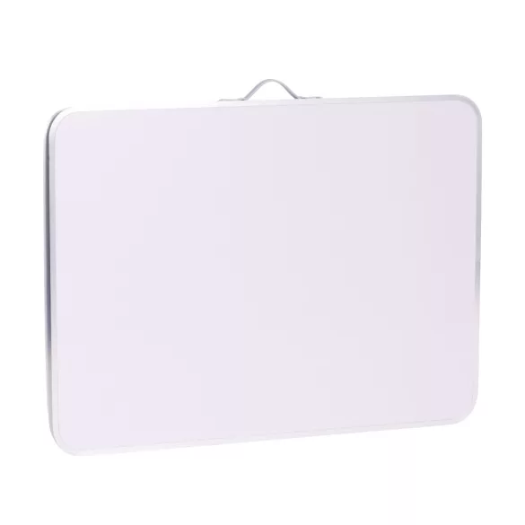 Kerti asztal, MultiGarden SMI-CT806-5, fehér, 120 x 60 cm, barna, összecsukható, bőrönddé hajtható, 2 polccal, acél váz, MDF asztallap, teherbírás: 10 kg