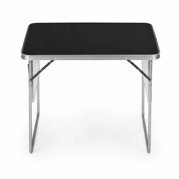 Kerti asztal, MultiGarden SMI-CT806-1, fekete, 120 x 60 cm, barna, összecsukható, bőrönddé hajtható, 2 polccal, acél váz, MDF asztallap, teherbírás: 10 kg