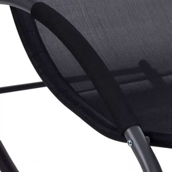 Napozóágy, MultiGarden DN-GL-054-1, fekete, 146 x 89 x 62 cm, nullgravitációs, hintázó, fejpárnával, fémvázas kialakítás, textil háló kárpit, teherbírás: 150 kg