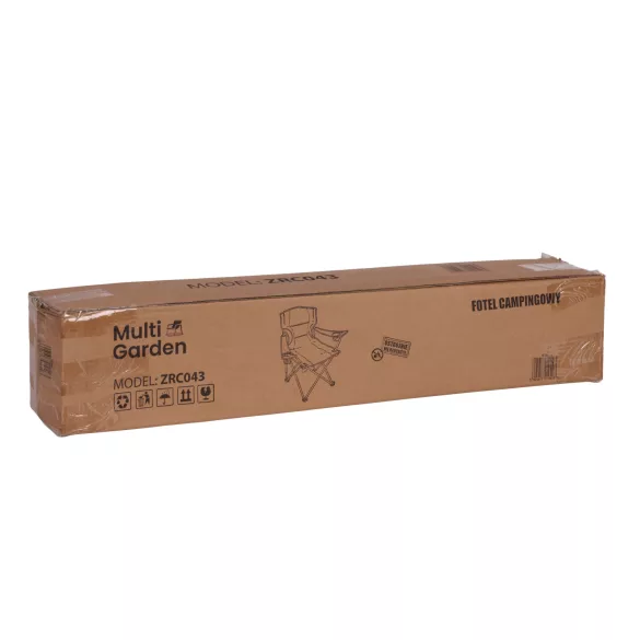 Kempingszék, MultiGarden ZRC043, bézs/fekete, 84 x 52 x 86 cm, összecsukható, pohártartó, hordtáskával, teherbírás: 120 kg