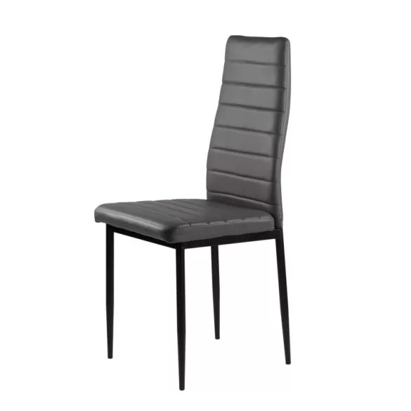 Étkezőszék, ModernHome DC855-4, 4 db, szürke, 98 x 43 x 41 cm, ökobőr kárpit, porszórt acél lábak, magas háttámla, teherbírás: 120 kg