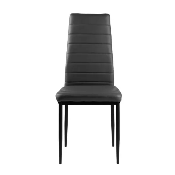 Étkezőszék, ModernHome DC855-4, 4 db, szürke, 98 x 43 x 41 cm, ökobőr kárpit, porszórt acél lábak, magas háttámla, teherbírás: 120 kg