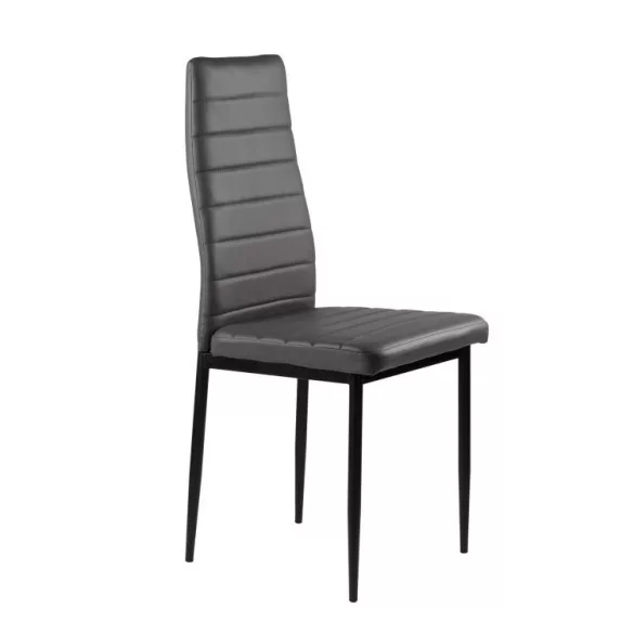 Étkezőszék, ModernHome DC855-4, 4 db, szürke, 98 x 43 x 41 cm, ökobőr kárpit, porszórt acél lábak, magas háttámla, teherbírás: 120 kg
