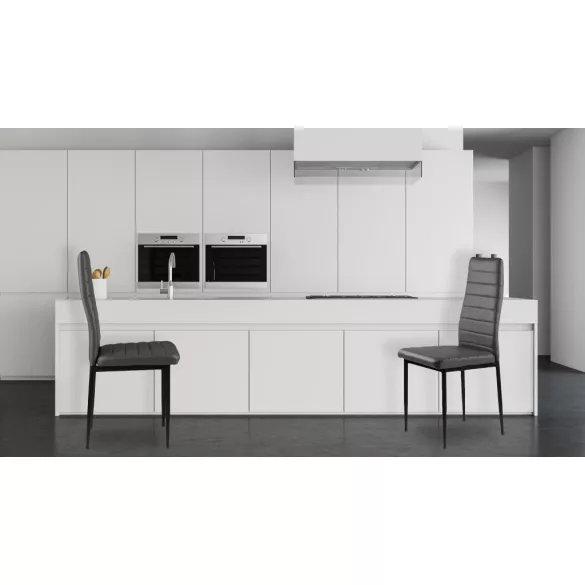 Étkezőszék, ModernHome DC855-4, 4 db, szürke, 98 x 43 x 41 cm, ökobőr kárpit, porszórt acél lábak, magas háttámla, teherbírás: 120 kg