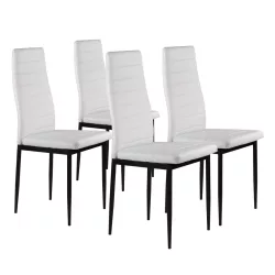   Étkezőszék, ModernHome DC855-4, 4 db, fehér, 98 x 43 x 41 cm, ökobőr kárpit, porszórt acél lábak, magas háttámla, teherbírás: 120 kg