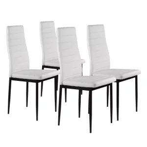 Étkezőszék, ModernHome DC855-4, 4 db, fehér, 98 x 43 x 41 cm, ökobőr kárpit, porszórt acél lábak, magas háttámla, teherbírás: 120 kg