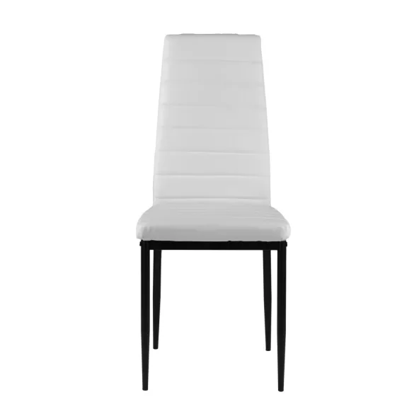 Étkezőszék, ModernHome DC855-4, 4 db, fehér, 98 x 43 x 41 cm, ökobőr kárpit, porszórt acél lábak, magas háttámla, teherbírás: 120 kg