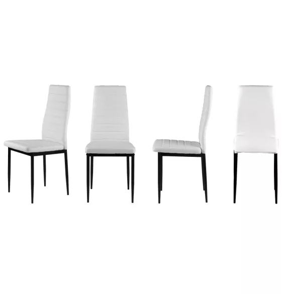 Étkezőszék, ModernHome DC855-4, 4 db, fehér, 98 x 43 x 41 cm, ökobőr kárpit, porszórt acél lábak, magas háttámla, teherbírás: 120 kg