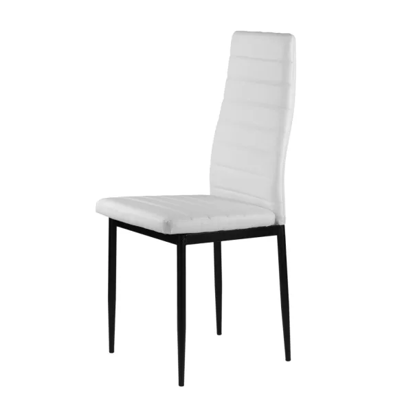 Étkezőszék, ModernHome DC855-4, 4 db, fehér, 98 x 43 x 41 cm, ökobőr kárpit, porszórt acél lábak, magas háttámla, teherbírás: 120 kg