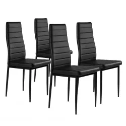   Étkezőszék, ModernHome DC855-4, 4 db, fekete, 98 x 43 x 41 cm, ökobőr kárpit, porszórt acél lábak, magas háttámla, teherbírás: 120 kg