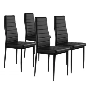 Étkezőszék, ModernHome DC855-4, 4 db, fekete, 98 x 43 x 41 cm, ökobőr kárpit, porszórt acél lábak, magas háttámla, teherbírás: 120 kg