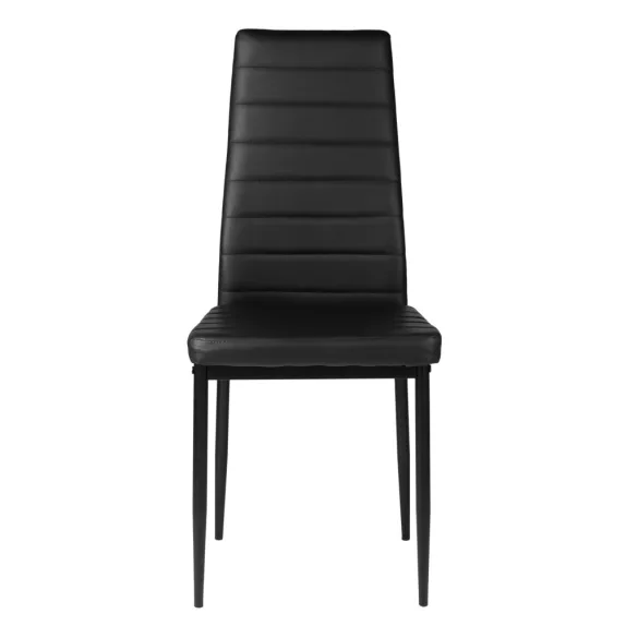 Étkezőszék, ModernHome DC855-4, 4 db, fekete, 98 x 43 x 41 cm, ökobőr kárpit, porszórt acél lábak, magas háttámla, teherbírás: 120 kg