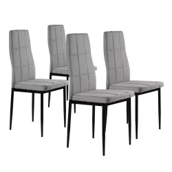   Étkezőszék, ModernHome DC860-4, 4 db, szürke, 98 x 42 x 42 cm, steppelt kárpit, porszórt acél lábak, magas háttámla, teherbírás: 120 kg