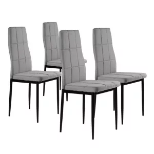 Étkezőszék, ModernHome DC860-4, 4 db, szürke, 98 x 42 x 42 cm, steppelt kárpit, porszórt acél lábak, magas háttámla, teherbírás: 120 kg