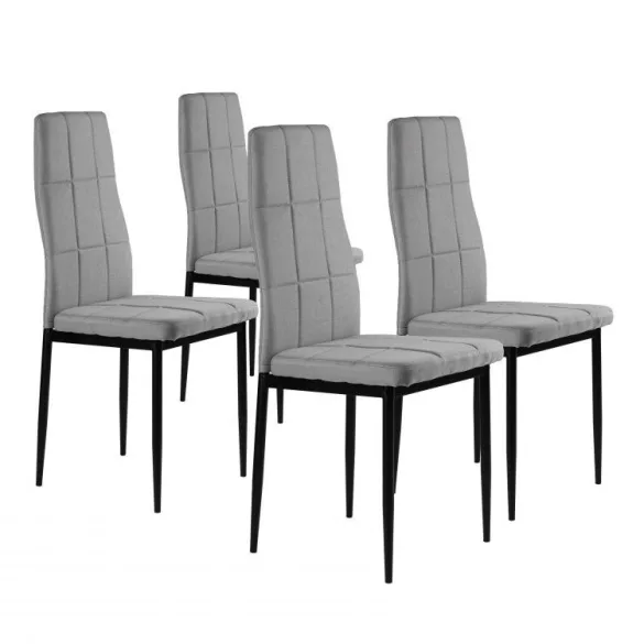 Étkezőszék, ModernHome DC860-4, 4 db, szürke, 98 x 42 x 42 cm, steppelt kárpit, porszórt acél lábak, magas háttámla, teherbírás: 120 kg