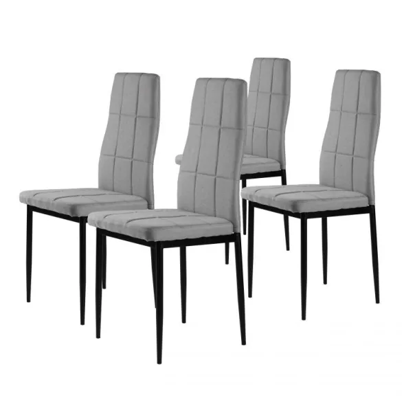 Étkezőszék, ModernHome DC860-4, 4 db, szürke, 98 x 42 x 42 cm, steppelt kárpit, porszórt acél lábak, magas háttámla, teherbírás: 120 kg