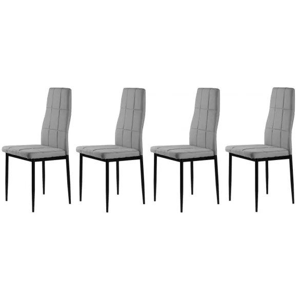 Étkezőszék, ModernHome DC860-4, 4 db, szürke, 98 x 42 x 42 cm, steppelt kárpit, porszórt acél lábak, magas háttámla, teherbírás: 120 kg