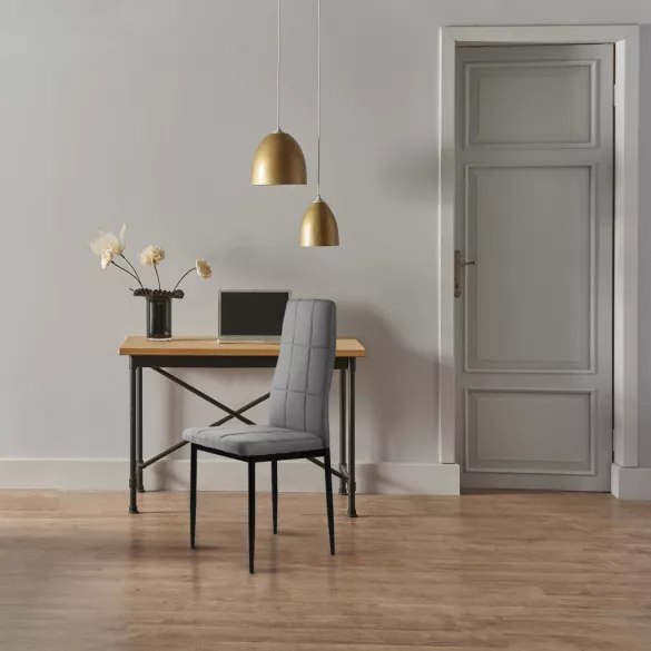 Étkezőszék, ModernHome DC860-4, 4 db, szürke, 98 x 42 x 42 cm, steppelt kárpit, porszórt acél lábak, magas háttámla, teherbírás: 120 kg
