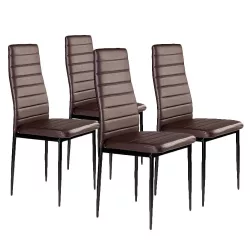  Étkezőszék, ModernHome DC855-4, 4 db, barna, 98 x 43 x 41 cm, ökobőr kárpit, porszórt acél lábak, magas háttámla, teherbírás: 120 kg