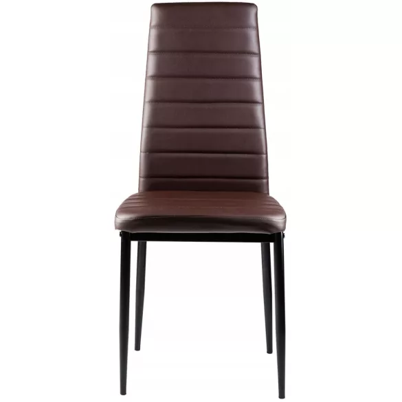Étkezőszék, ModernHome DC855-4, 4 db, barna, 98 x 43 x 41 cm, ökobőr kárpit, porszórt acél lábak, magas háttámla, teherbírás: 120 kg