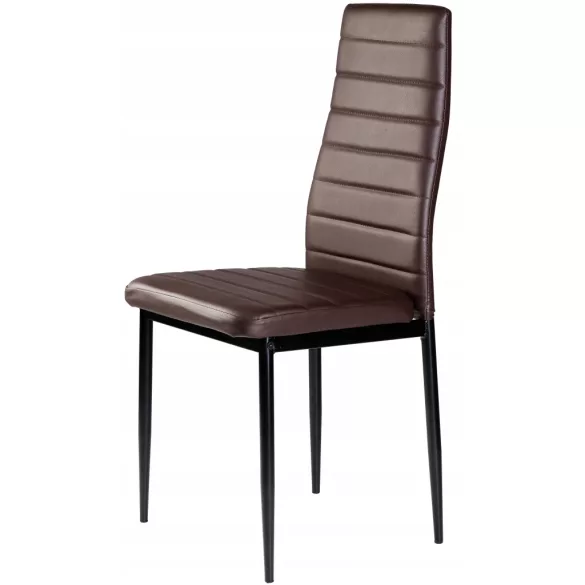 Étkezőszék, ModernHome DC855-4, 4 db, barna, 98 x 43 x 41 cm, ökobőr kárpit, porszórt acél lábak, magas háttámla, teherbírás: 120 kg