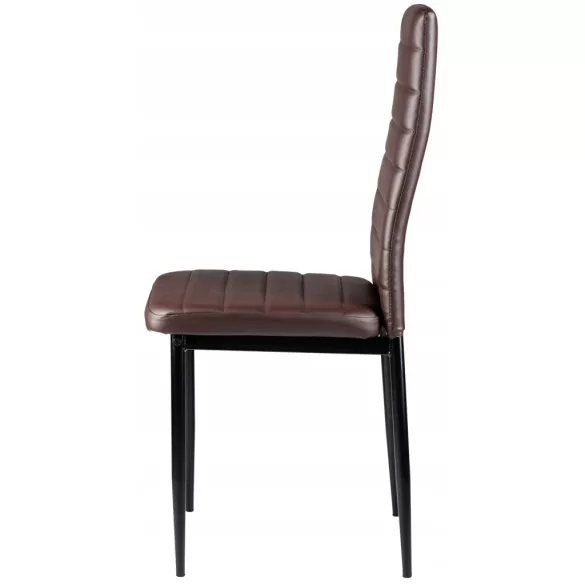 Étkezőszék, ModernHome DC855-4, 4 db, barna, 98 x 43 x 41 cm, ökobőr kárpit, porszórt acél lábak, magas háttámla, teherbírás: 120 kg