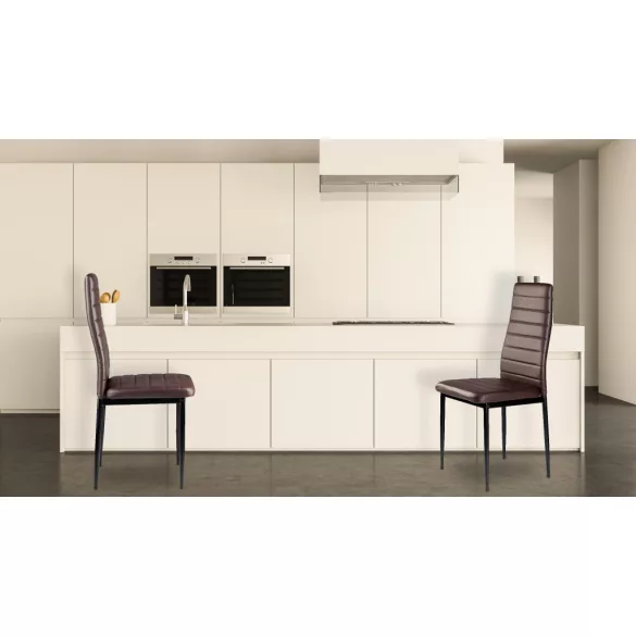 Étkezőszék, ModernHome DC855-4, 4 db, barna, 98 x 43 x 41 cm, ökobőr kárpit, porszórt acél lábak, magas háttámla, teherbírás: 120 kg