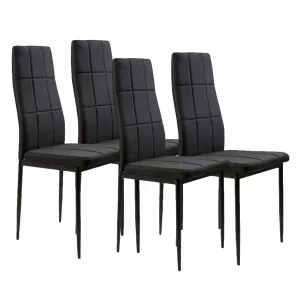 Étkezőszék, ModernHome DC860-4, 4 db, fekete, 98 x 42 x 42 cm, steppelt kárpit, porszórt acél lábak, magas háttámla, teherbírás: 120 kg