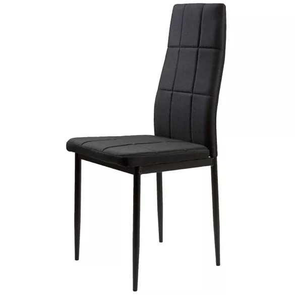 Étkezőszék, ModernHome DC860-4, 4 db, fekete, 98 x 42 x 42 cm, steppelt kárpit, porszórt acél lábak, magas háttámla, teherbírás: 120 kg