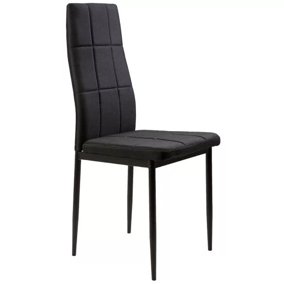 Étkezőszék, ModernHome DC860-4, 4 db, fekete, 98 x 42 x 42 cm, steppelt kárpit, porszórt acél lábak, magas háttámla, teherbírás: 120 kg