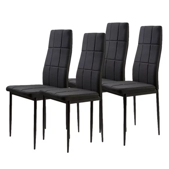 Étkezőszék, ModernHome DC860-4, 4 db, fekete, 98 x 42 x 42 cm, steppelt kárpit, porszórt acél lábak, magas háttámla, teherbírás: 120 kg