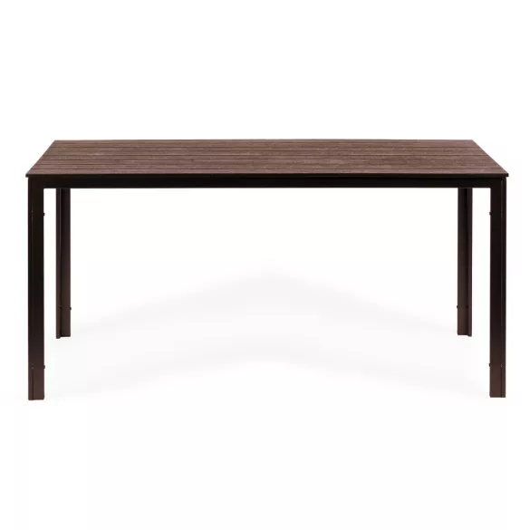 Kerti asztal, MultiGarden SAK-156, barna, 156 × 78 cm, 6 személyes, magasság: 74 cm, fahatású műanyag asztallap, porszórt acél váz, teherbírás: 150 kg
