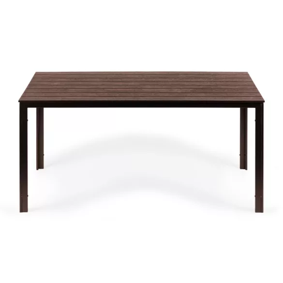 Kerti asztal, MultiGarden SAK-156, barna, 156 × 78 cm, 6 személyes, magasság: 74 cm, fahatású műanyag asztallap, porszórt acél váz, teherbírás: 150 kg