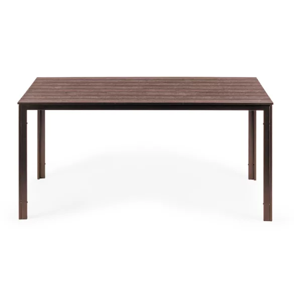 Kerti asztal, MultiGarden SAK-156, barna, 156 × 78 cm, 6 személyes, magasság: 74 cm, fahatású műanyag asztallap, porszórt acél váz, teherbírás: 150 kg