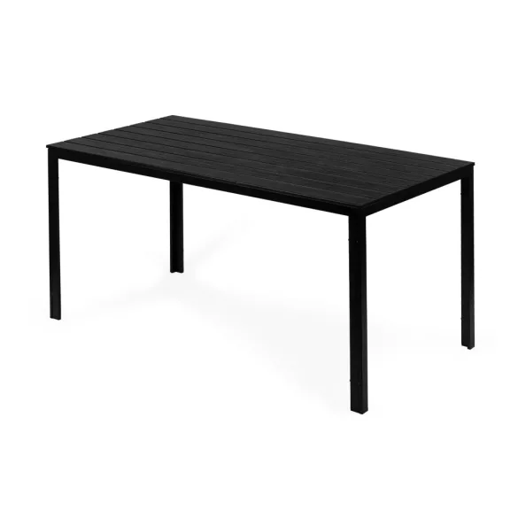 Kerti asztal, MultiGarden SAK-156, fekete, 156 x 78 cm, 6 személyes, magasság: 74 cm, fahatású műanyag asztallap, porszórt acél váz, teherbírás: 150 kg