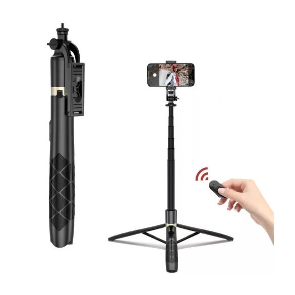 Selfie bot, 34 - 153 cm, 360°-ban forgatható, exponáló gombbal, tripod állvány funkció, fekete